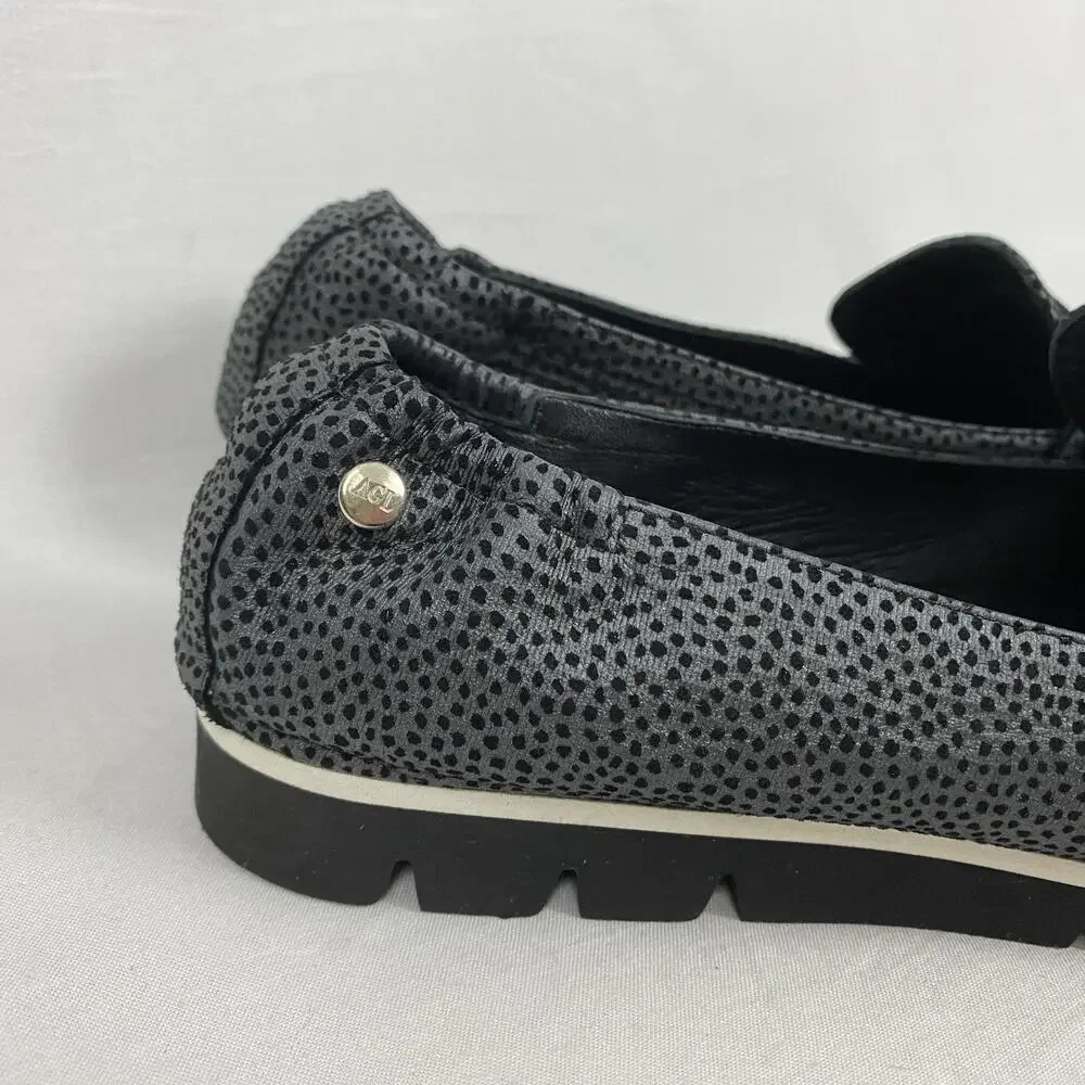 AGL Pointer Loafer Womens 9 39.5 Gray Black Slip On Shoes‎ Flats Italy Luxury